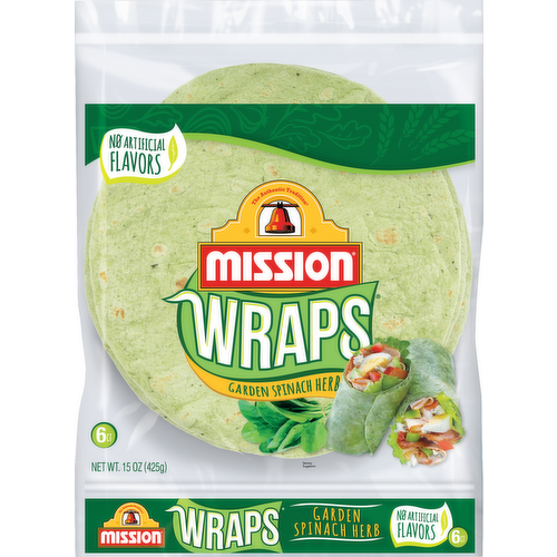 Mission Garden Spinach Herb Flour Tortilla Wraps