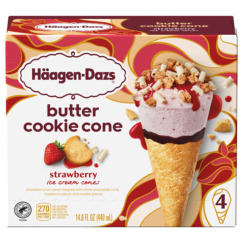 Haagen-Dazs Strawberry Ice Cream Butter Cookie Cones