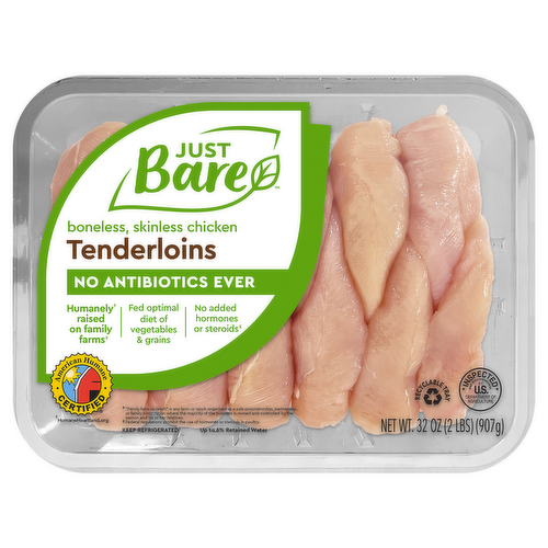 Just Bare Skinless Boneless Chicken Tenderloins Family Pack