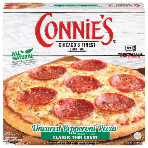 Connie's Uncured Pepperoni Classic Thin Crust Pizza Single Serve