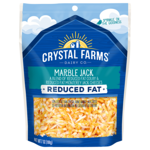 Crystal Farms Shredded Reduced Fat Marble Jack Cheese