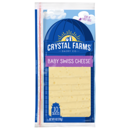 Crystal Farms Baby Swiss Cheese Slices