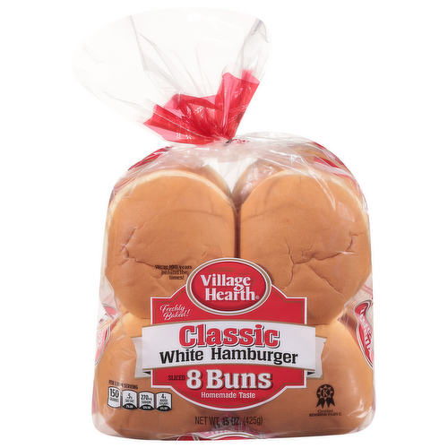Village Hearth Classic White Hamburger Buns