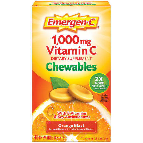 Emergen-C Chewables Immune Support Orange Blast Tablets with 1000mg Vitamin C Dietary Supplement