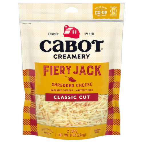 Cabot Shredded Fiery Jack Habanaro Cheddar & Monterey Jack Cheese