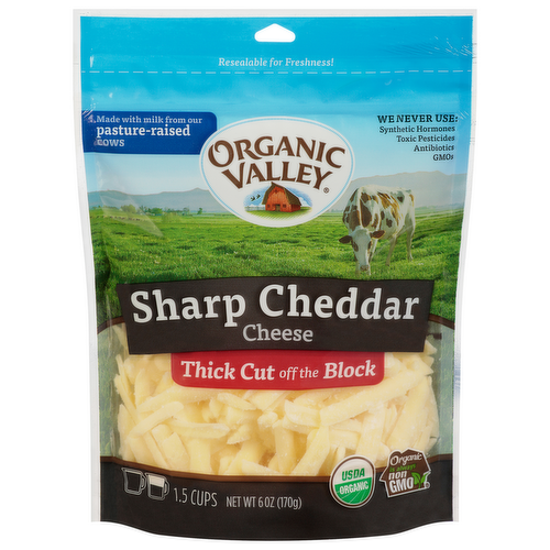 Organic Valley Thick Cut Off The Block Shredded Sharp Cheddar Cheese