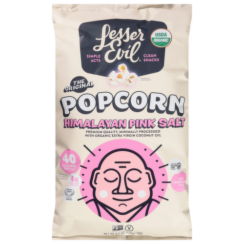 LesserEvil Organic Himalayan Pink Salt Popcorn