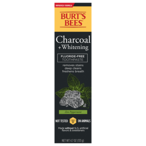 Burt's Bees Charcoal + Whitening Fluoride-Free Toothpaste Zen Peppermint