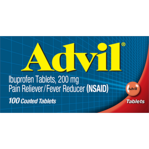 Advil Ibuprofen 220mg Coated Tablets for Pain Relief & Fever Reduction