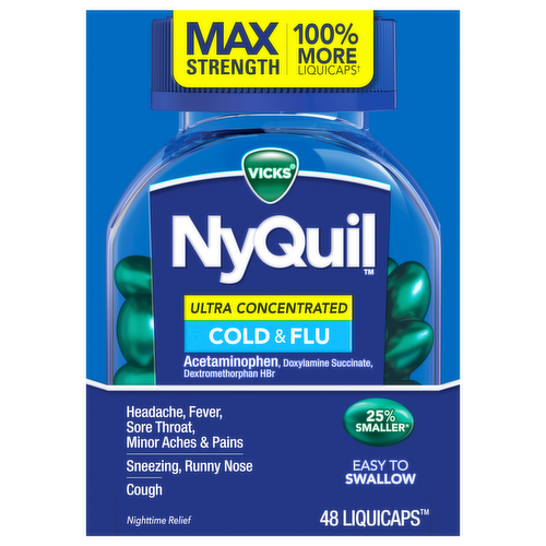 Vicks NyQuil Ultra Concentrated Cold & Flu Nighttime Relief LiquiCaps