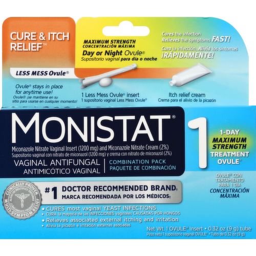 Monistat 1 Day or Night Combination Pack Vaginal Antifungal Treatment