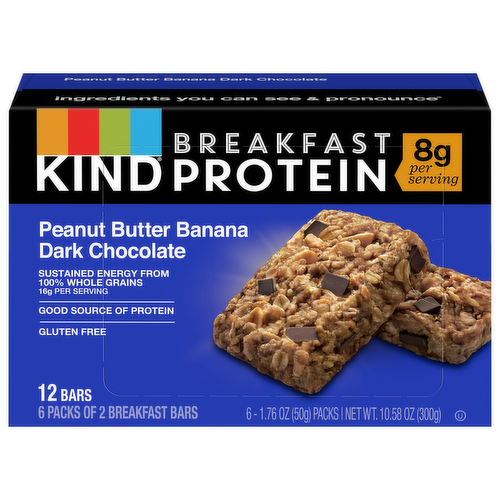 Kind Breakfast Protein Peanut Butter Banana Dark Chocolate Breakfast Bars