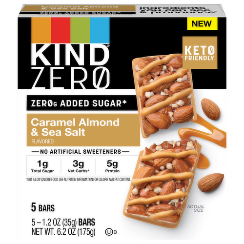 Kind Zero Added Sugar Caramel Almond & Sea Salt Bars