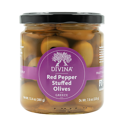 Divina Roasted Red Pepper Stuffed Green Olives
