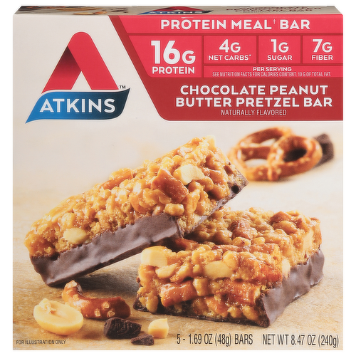 Atkins Chocolate Peanut Butter Pretzel Protein Meal Replacement Bars