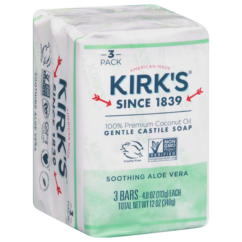 Kirk's Gentle Castile Bar Soap Soothing Aloe Vera
