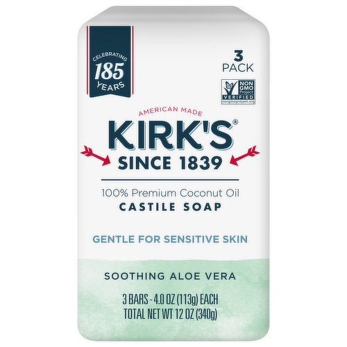 Kirk's Gentle Castile Bar Soap Soothing Aloe Vera