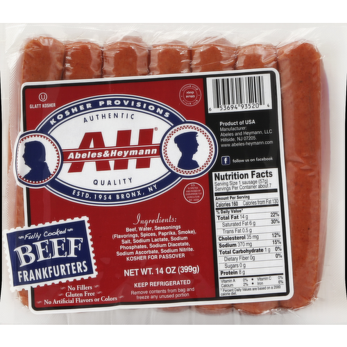 Abeles & Heymann All Beef Kosher Hot Dogs