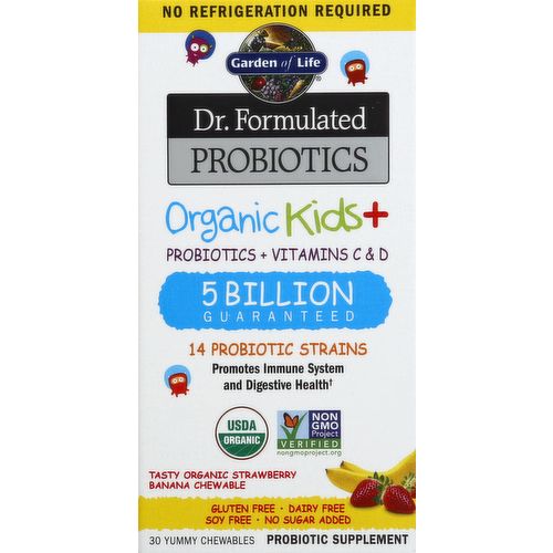 Garden of Life Dr. Formulated Probiotics Organic Kids+ Strawberry Banana Chewables