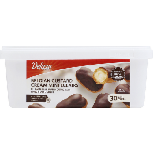 Delizza Patisserie Belgian Custard Cream Mini Eclairs