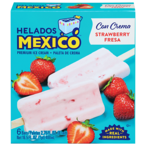 Helados Mexico Paletas Strawberry Fruit & Cream Ice Cream Bars