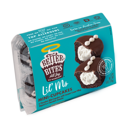 Leah's Better Bites Lil' Mo Vegan & Gluten Free Chocolate Mini Cupcakes with Coconut Cream Filling