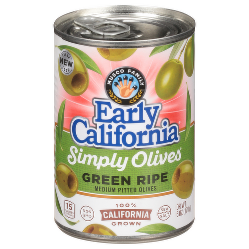 Early California Fresh Cured Medium Pitted Green Olives