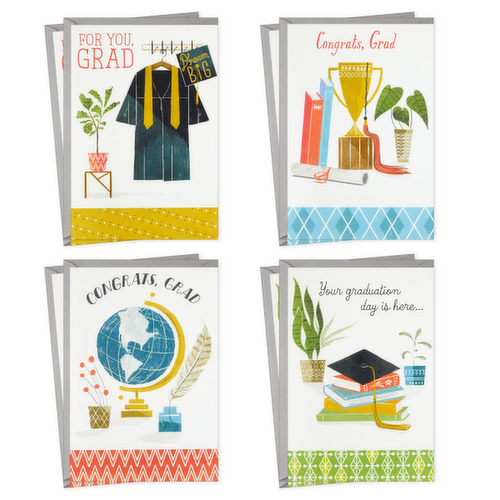 Hallmark Graduation Cards Assortment, Congrats Grad (8 Cards with Envelopes, 4 Designs)