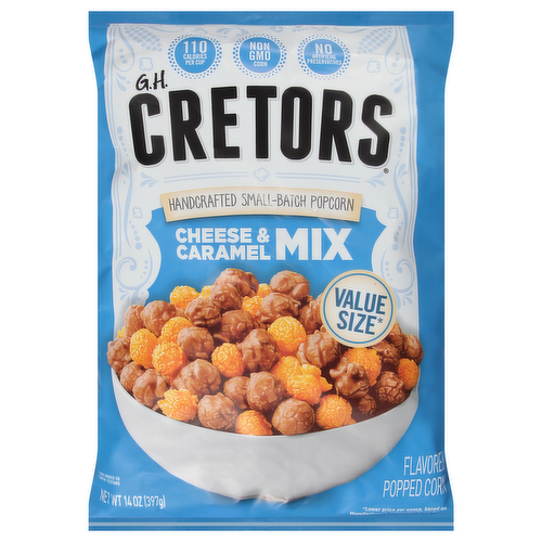 G.H. Cretors Cheese & Caramel Mix Flavored Popped Corn Popcorn Value Size