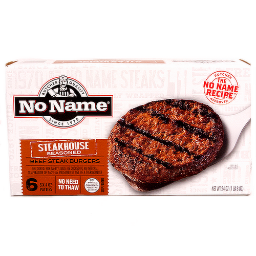 No Name Steakhouse Seasoned Beef Steak Burgers