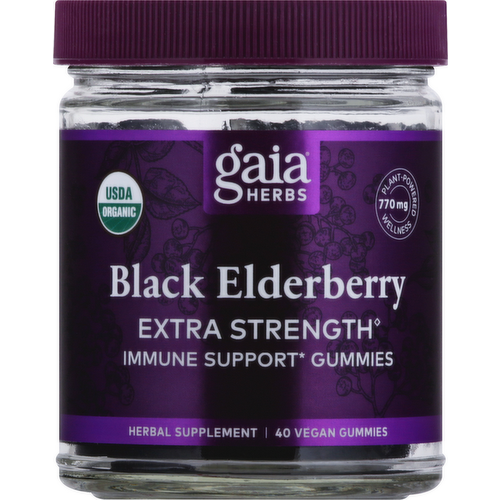 Gaia Herbs Black Elderberry Extra Strength Immune Support Gummies