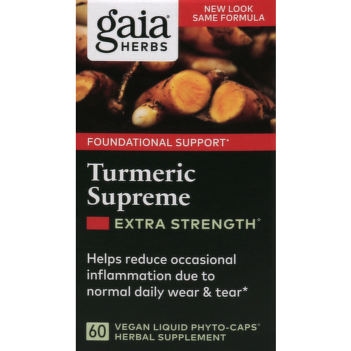 Gaia Herb's Foundational Support Turmeric Supreme Extra Strength Herbal Supplement Phyto-Caps