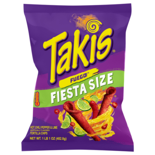 Takis Fuego Hot Chili Pepper & Lime Tortilla Chips Fiesta Size