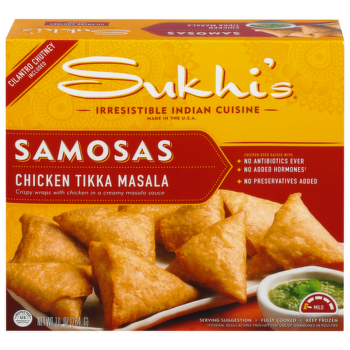 Sukhi's Samosas Chicken Tikka Masala with Cilantro Chutney