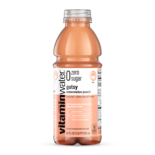 Glaceau Vitaminwater Zero Sugar Gutsy Watermelon Peach Nutrient Enhanced Water Beverage