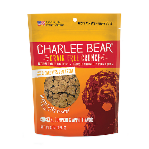 Charlie Bear Grain Free Crunch Natural Dog Treats with Chicken, Pumpkin & Apple