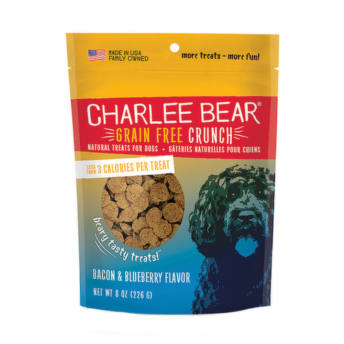 Charlie Bear Grain Free Crunch Natural Dog Treats with Bacon & Blueberry
