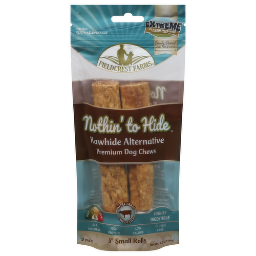 Nothing' to Hide Delectable Beef Flavor 5" Small Rolls Rawhide Alternative Premium Dog Chews