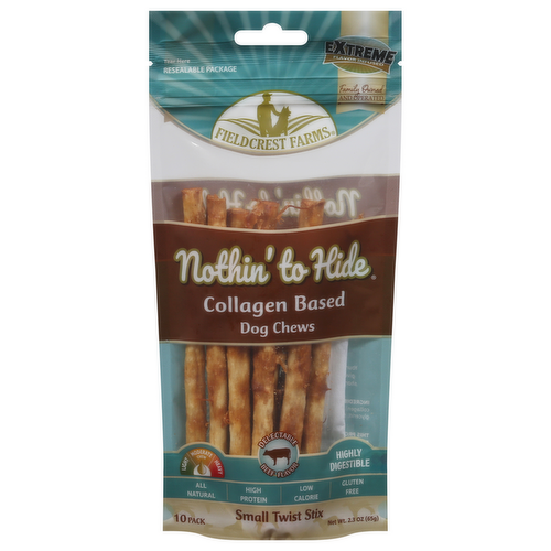 Nothing' to Hide Delectable Beef Flavor Small Twist Stix Rawhide Alternative Premium Dog Chews