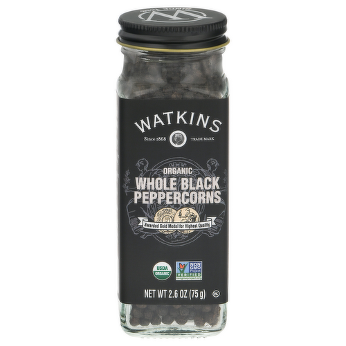 Watkins Organic Whole Black Peppercorns