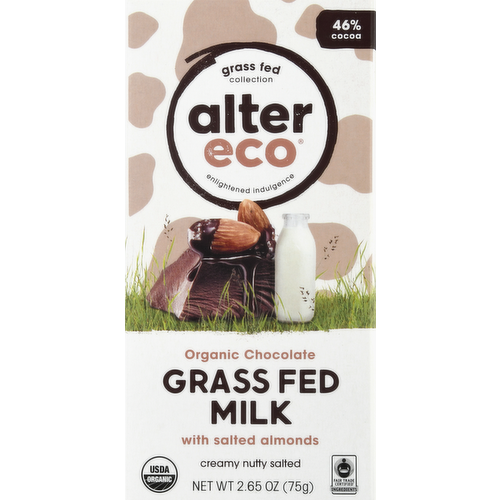 Alter Eco Organic Salted Almonds Grass Fed Milk Chocolate Bar