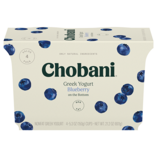 Chobani Blueberry Non-Fat Greek Yogurt - Fruit on the Bottom