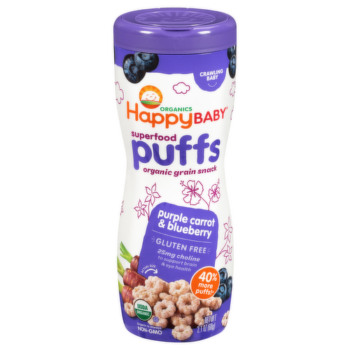 HappyBaby Superfood Puffs Purple Carrot & Blueberry Organic Grain Snack