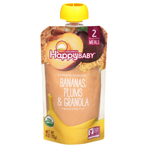 HappyBaby Organics Bananas, Plums, & Granola Stage 2 Baby Food Squeeze Pouch