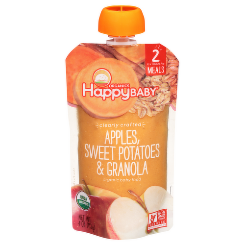 HappyBaby Organics Apples, Sweet Potatoes & Granola Stage 2 Baby Food Squeeze Pouch
