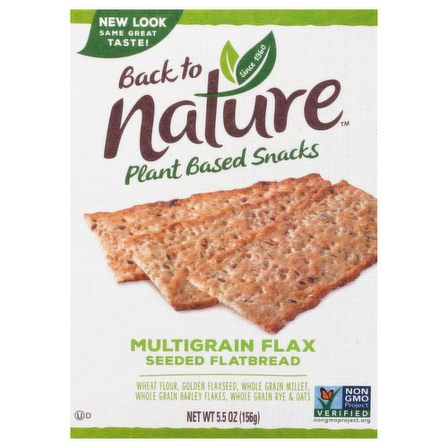 Back to Nature Multigrain Flax Seeded Flatbread Crackers Plant Based Snacks