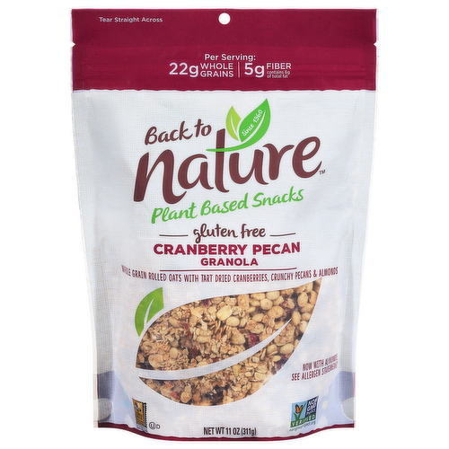 Back To Nature Gluten Free Cranberry Pecan Granola Plant Based Snacks