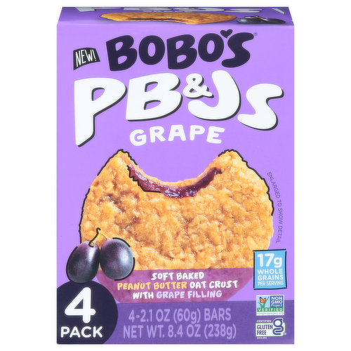 Bobo's Soft Baked PB&J's Grape Bars