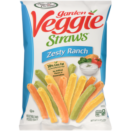 Sensible Portions Garden Veggie Straws Zesty Ranch Vegetable & Potato Snack