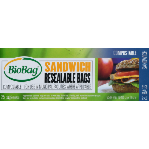 BioBag Compostable Resealable Sandwich Bags